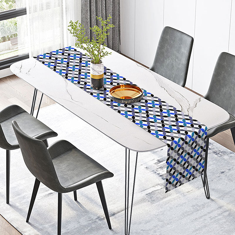 Blue Patterns Repeat Fabric Dining Table Runner - 12x72 Inch