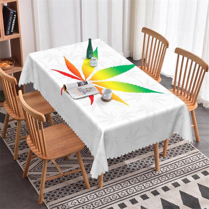 Botanical Multicolor Weed Leaf Rectangle Tablecloth - 52x70 Inch