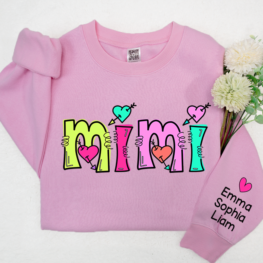 Bright Color Mimi Little Heart Custom Sweatshirt - Light Pink / S