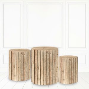 Brown Color Plinth Cover Wood Block Pattern Cake Table Cover - Microfiber Cloth / Standard Size