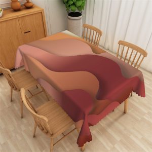 Brown Red Abstract Gradient Decorative Tablecloth - 52x70 Inch