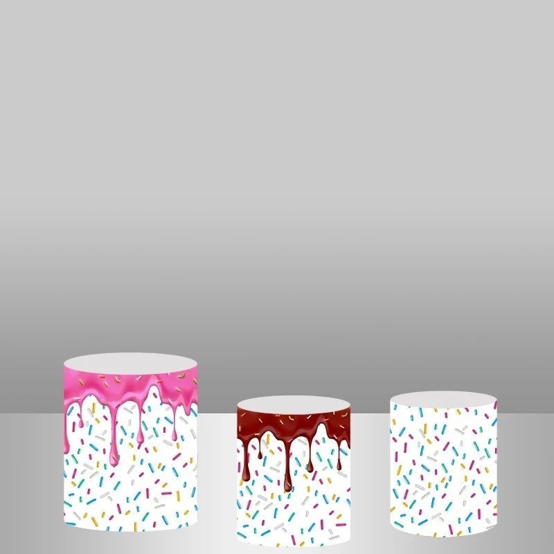 Chotolate Candy Theme Backdrop Cake Table Cover Kit - Only 3 Cylinder Covers