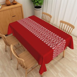 Christmas Bar Pattern Red Tablecloth For Dining Decor - 52x70 Inch