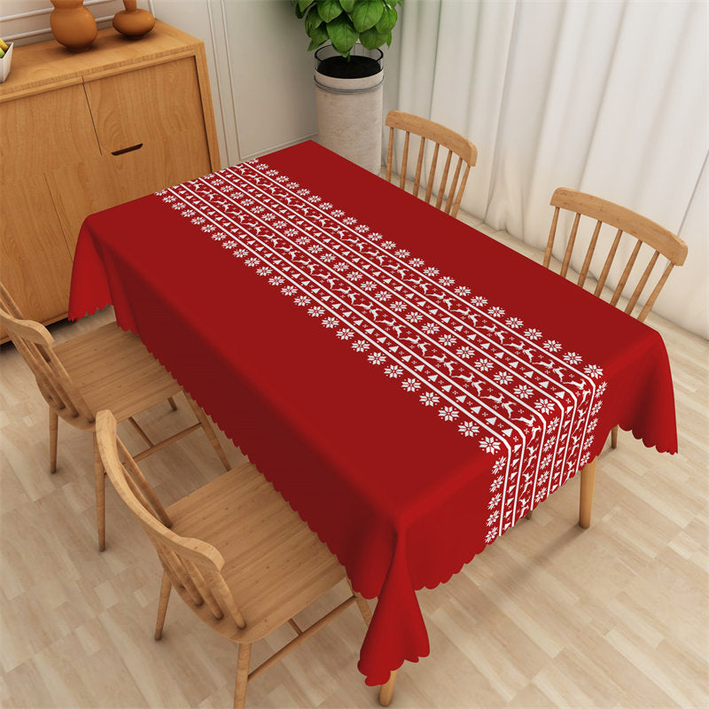 Christmas Bar Pattern Red Tablecloth For Dining Decor - 52x70 Inch