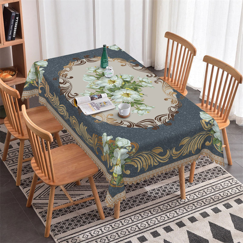 Classic Flower Pattern Rectangle Tablecloth - 52x70 Inch