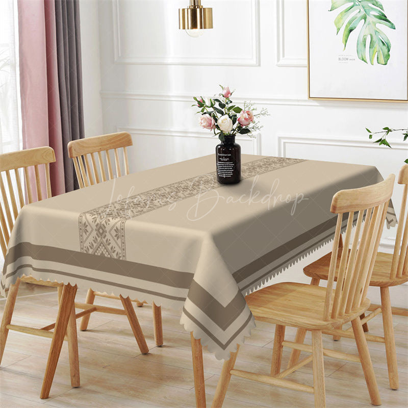 Coffee Color Traditional Pattern Dining Tablecloth - 52x70 Inch