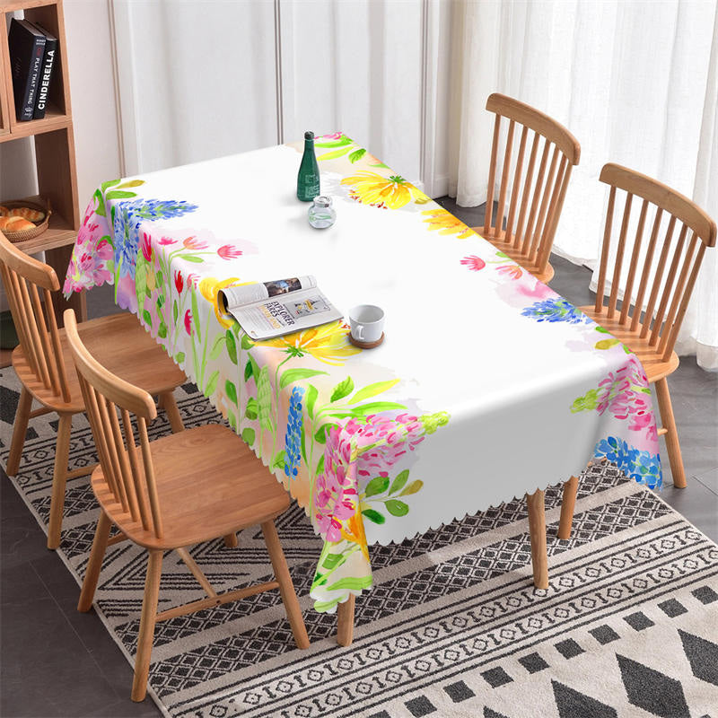 Colorful Flower Picnic Pattern Rectangle Tablecloth - 52x70 Inch