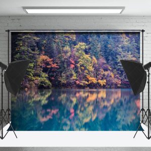 Colorful Forest Reflected In The Water Fall Backdrop - NYHD2F77 / 5x3ft (WxH)