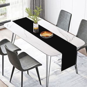 Concise Ceremonial Black Solid Color Table Runner - 12x72 Inch