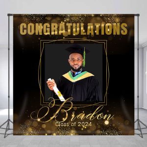 Congratulation Dark Custom Photo Graduation Backdrop - 5X3FT(1.5X1M)
