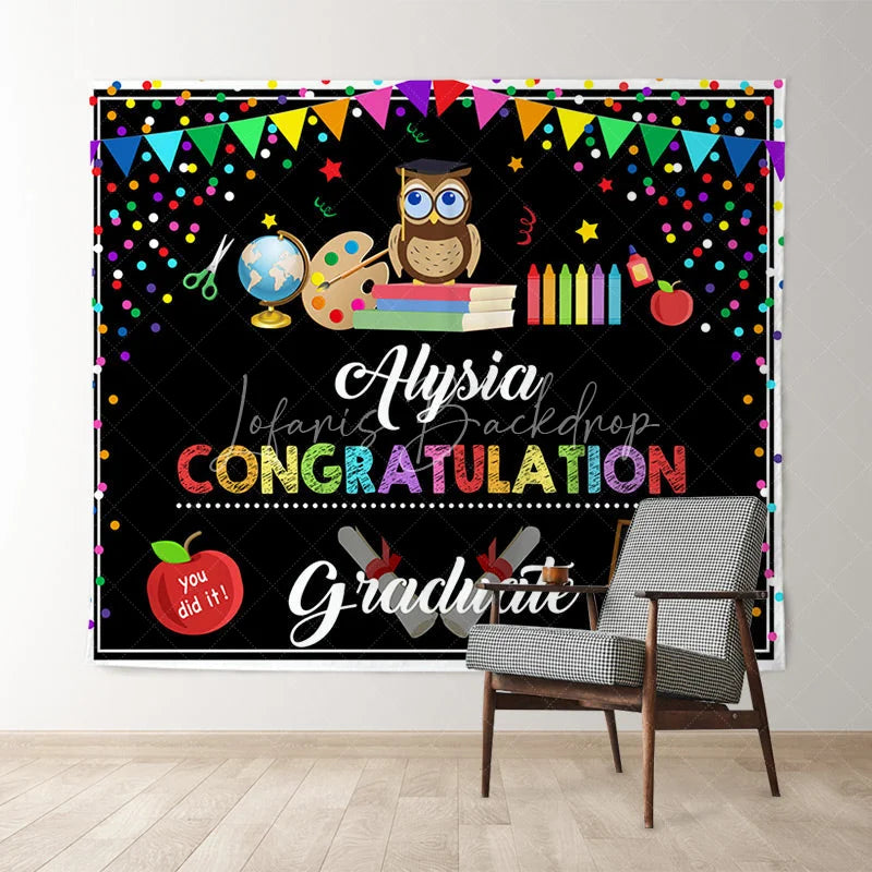 Custom Black Colorful Elements Congratulation Backdrop - 5X3FT(1.5X1M)
