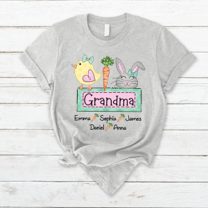 Custom Chick Rabbit Grandma Easter Days T-Shirt - Ash / S
