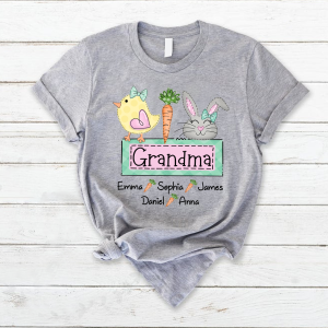 Custom Chick Rabbit Grandma Easter Days T-Shirt - Sports Grey / S