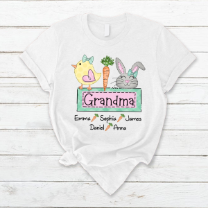 Custom Chick Rabbit Grandma Easter Days T-Shirt - White / S
