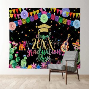 Custom Colorful Mexican Easter Class Grad Party Backdrop - 5X3FT(1.5X1M)