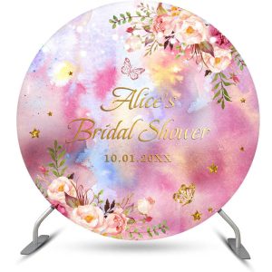 Custom Floral Spring Butterfly Circle Backdrop - Microfiber Cloth / Diameter 5Ft/60inch/1.5M