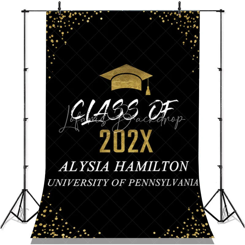 Custom Glitter Gold Black Congratulation Class Backdrop - 3X5FT(1X1.5M)