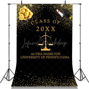 Custom Glitter Golden Balloons Ribbion Grad Backdrop - 3X5FT(1X1.5M)