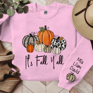 Custom Name Colorful Pumpkins Autumn Sweatshirt - Light Pink / S