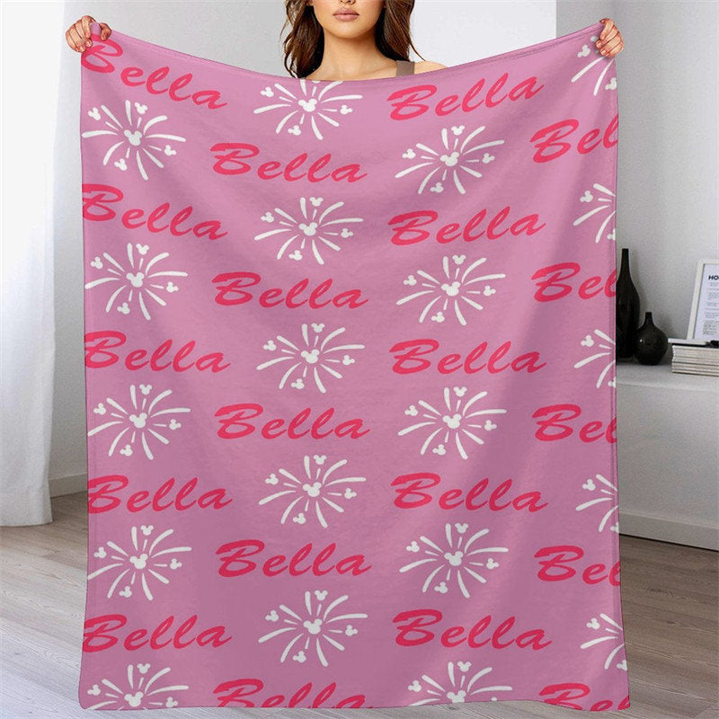 Custom Name Sparkle Pattern Repeat Pink Blanket - 30x40in(76x102cm)