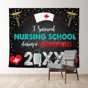 Custom Nurse Graduation Party Backdrop For Photo Booth - 5X3FT(1.5X1M)