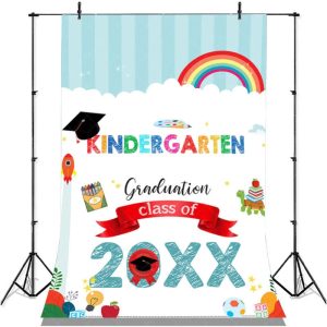 Custom Rainbow Colorful Kindergarten Grad Backdrop - 3X5FT(1X1.5M)