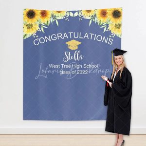 Custom Sunflower Graduation Backdrop Banner - 5X3FT(1.5X1M)
