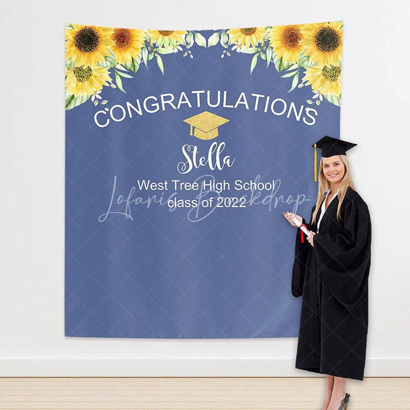 Custom Sunflower Graduation Backdrop Banner - 5X3FT(1.5X1M)