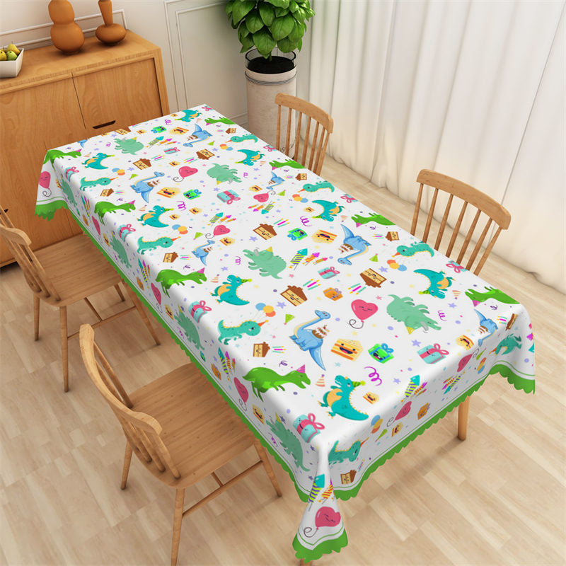 Cute Dinosaur Patterns Green Rectangle Tablecloth - 52x70 Inch