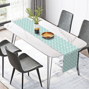 Cyan Patterns Repeat Simple Farbic Table Runner - 12x72 Inch
