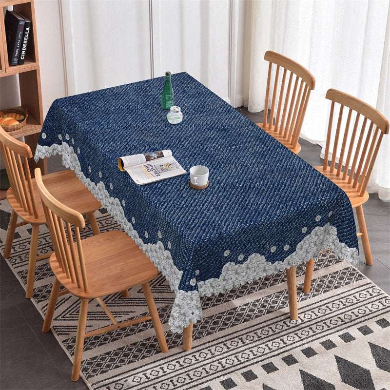 Denim Diamond Kitchen Pattern Rectangle Tablecloth - 52x70 Inch