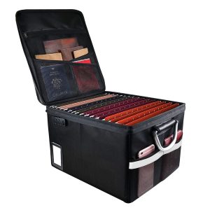 Document Box with Lock Waterproof File Organizer Safe Storage Case