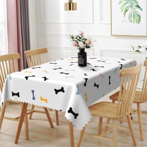 Dog Bone Patterns White Home Kitchen Tablecloth - 52x70 Inch