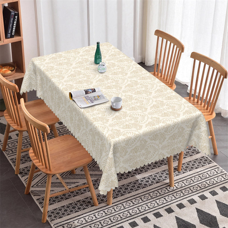 Elegant Beige Retro Pattern Rectangle Tablecloth - 52x70 Inch