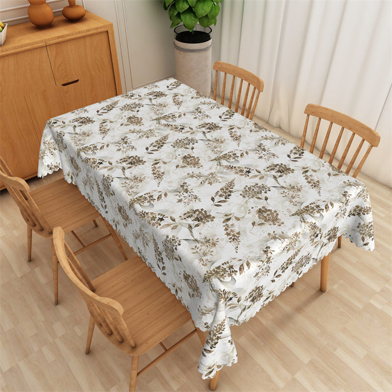 Elegant Plants Pattern Brown Rectangle Tablecloth - 52x70 Inch