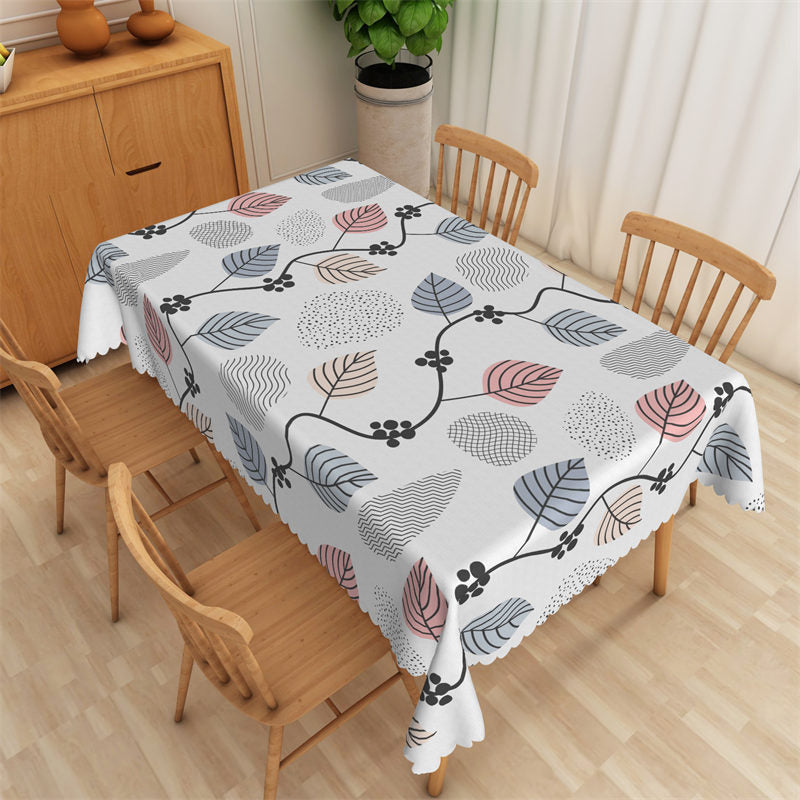 Elegant Plants Pattern White Rectangle Tablecloth - 52x70 Inch