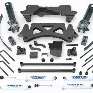 FABTECH K7003 Lift Kit Suspension; Performance System; 6 INCH Front Lift; 6 INCH Rear Lift; With Front And Rear Performance Shock Absorbers; Black Components/ White Shock Absorbers