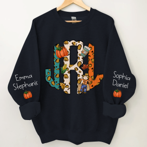 Fall Monogram Leopard Pumpkin Custom Sweatshirt - Black / S