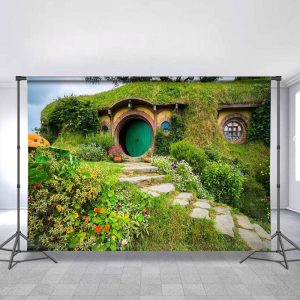 Fantasy Rural Green Cabin Spring Birthday Backdrop - 5X3FT(1.5X1M)