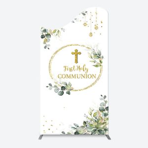 First Communion Cross Spring Arch Baptism Backdrop - Wavy / 1.6X4FT(0.5X1.2M)