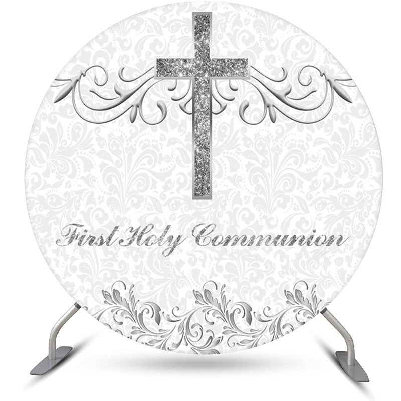 First Holy Communion Sliver Round baptism Backdrop - Diameter 6Ft/1.8M