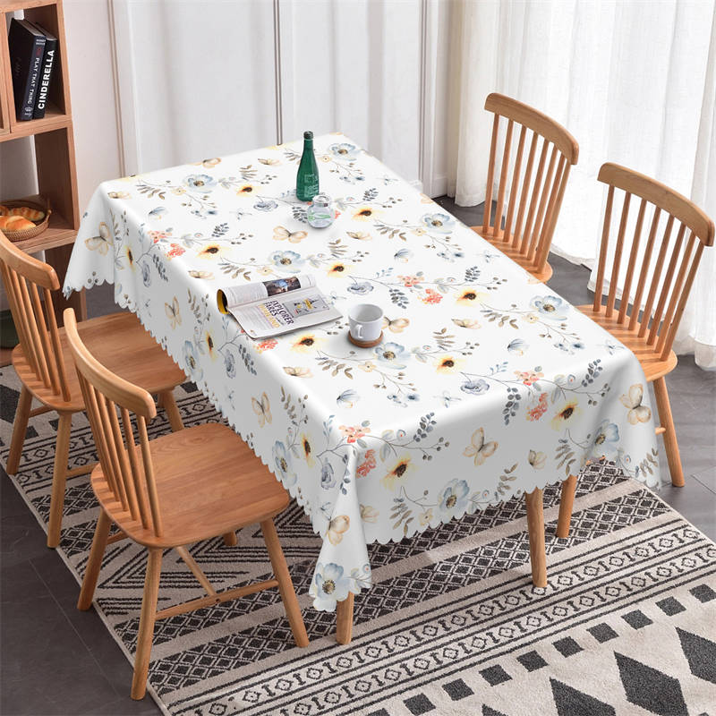 Flowers Butterflies Pattern Rectangle Tablecloth - 52x70 Inch