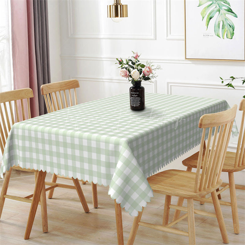 Fresh Light Green Plaid Dining Rectangle Tablecloth - 52x70 Inch