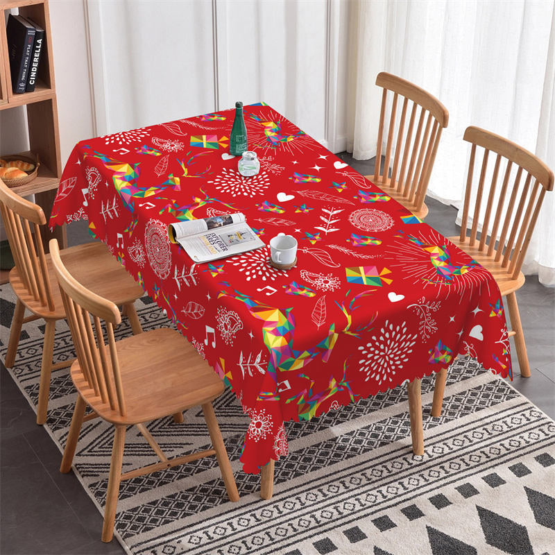 Geometric Deers Spark Gift Repeat Red Dining Tablecloth - 52x70 Inch