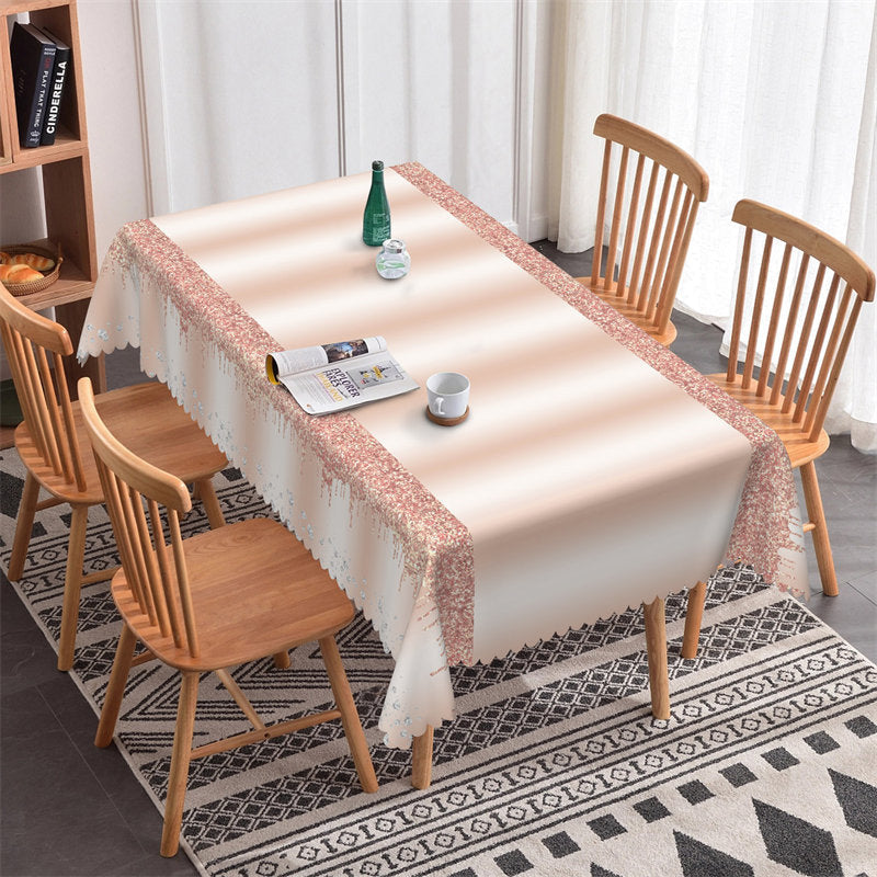 Glitter Diamonds Rose Gold Rectangle Tablecloth - 52x70 Inch