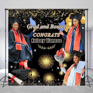 Grad And Boujee Custom Photo Congrats Backdrop - 5X3FT(1.5X1M)