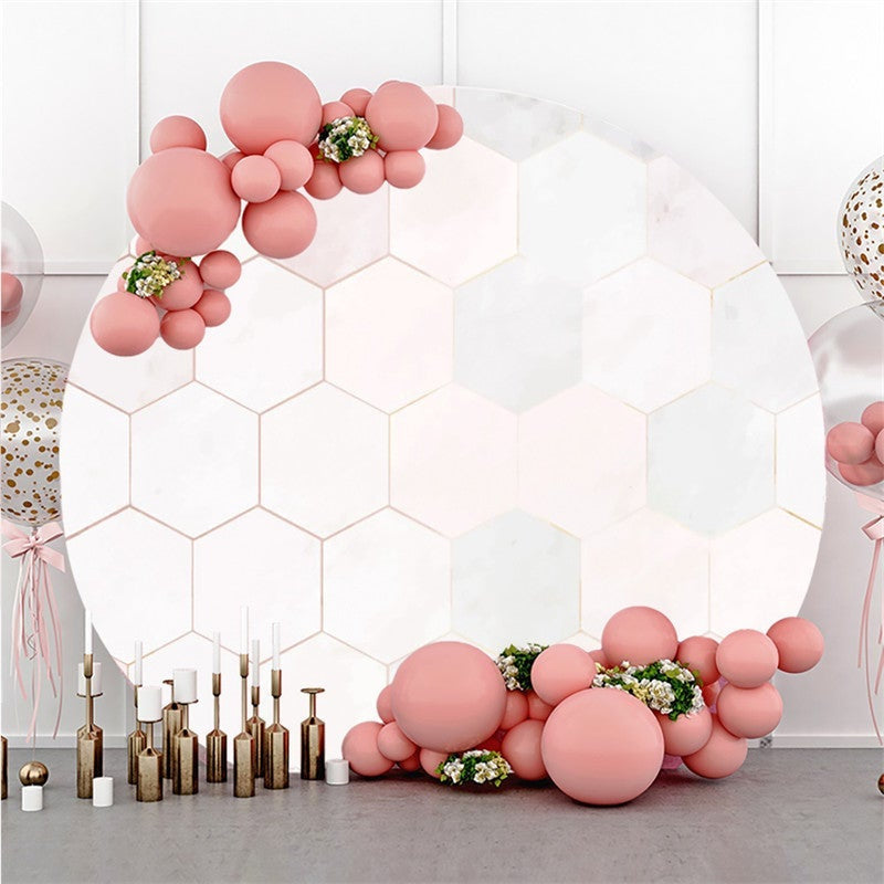 Gradient Diamond Pattern Honeycomb Theme Circle Backdrop - Diameter 5Ft/60inch/1.5M