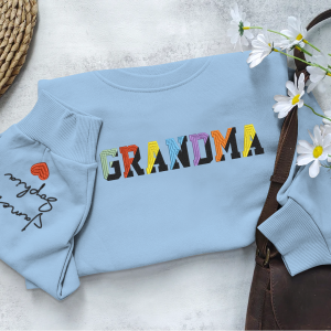 Grandma Color Grankids Embroidered Custom Sweatshirt - Blue / S