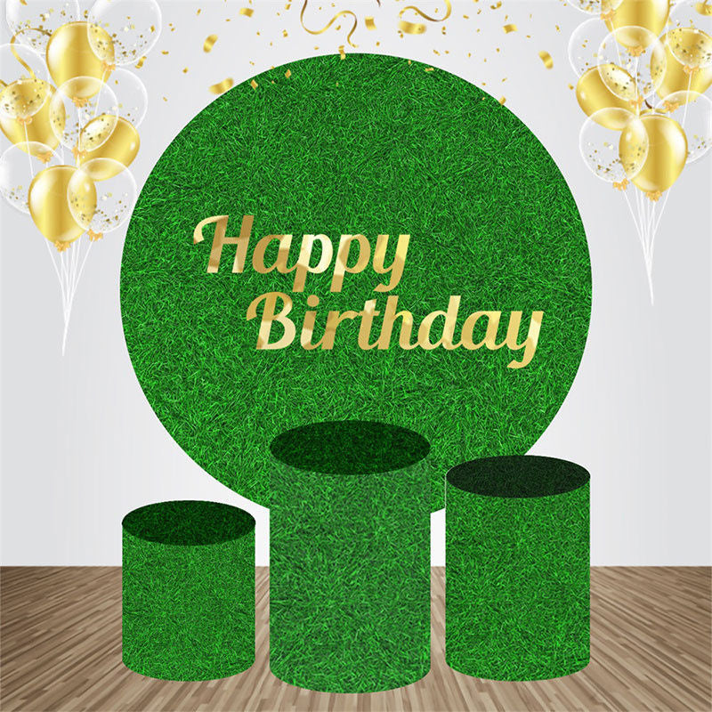 Grass Greenery Simple Circle Birthday Backdrop Kit - Only Round Backdrop / Diameter 5Ft/1.5M