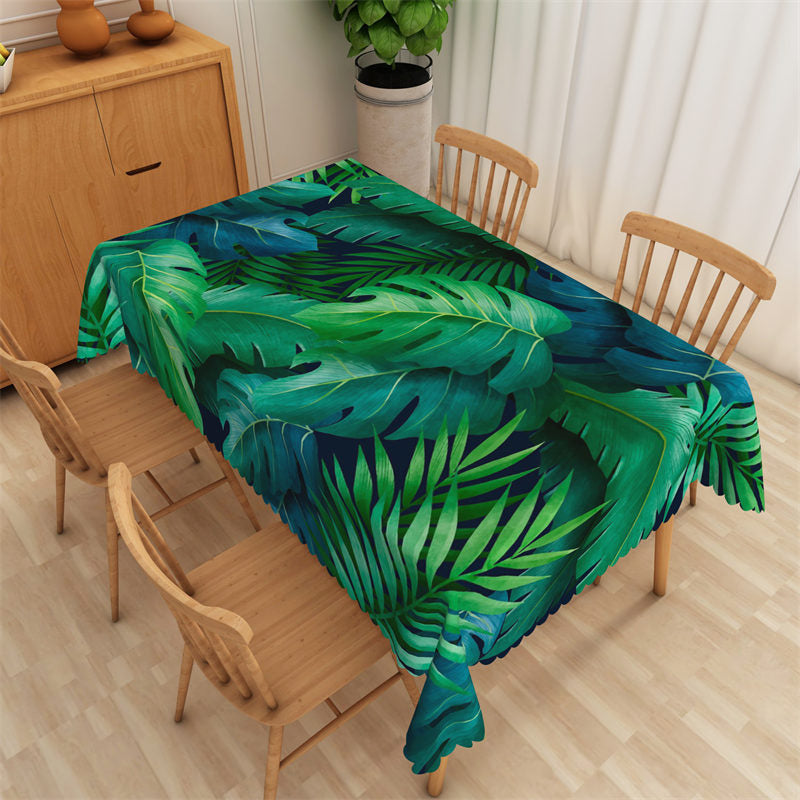 Greenery Monstera Patterns Rectangle Tablecloth - 52x70 Inch